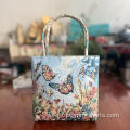 Bolsa estilo boêmio borboleta floral tingida com fio